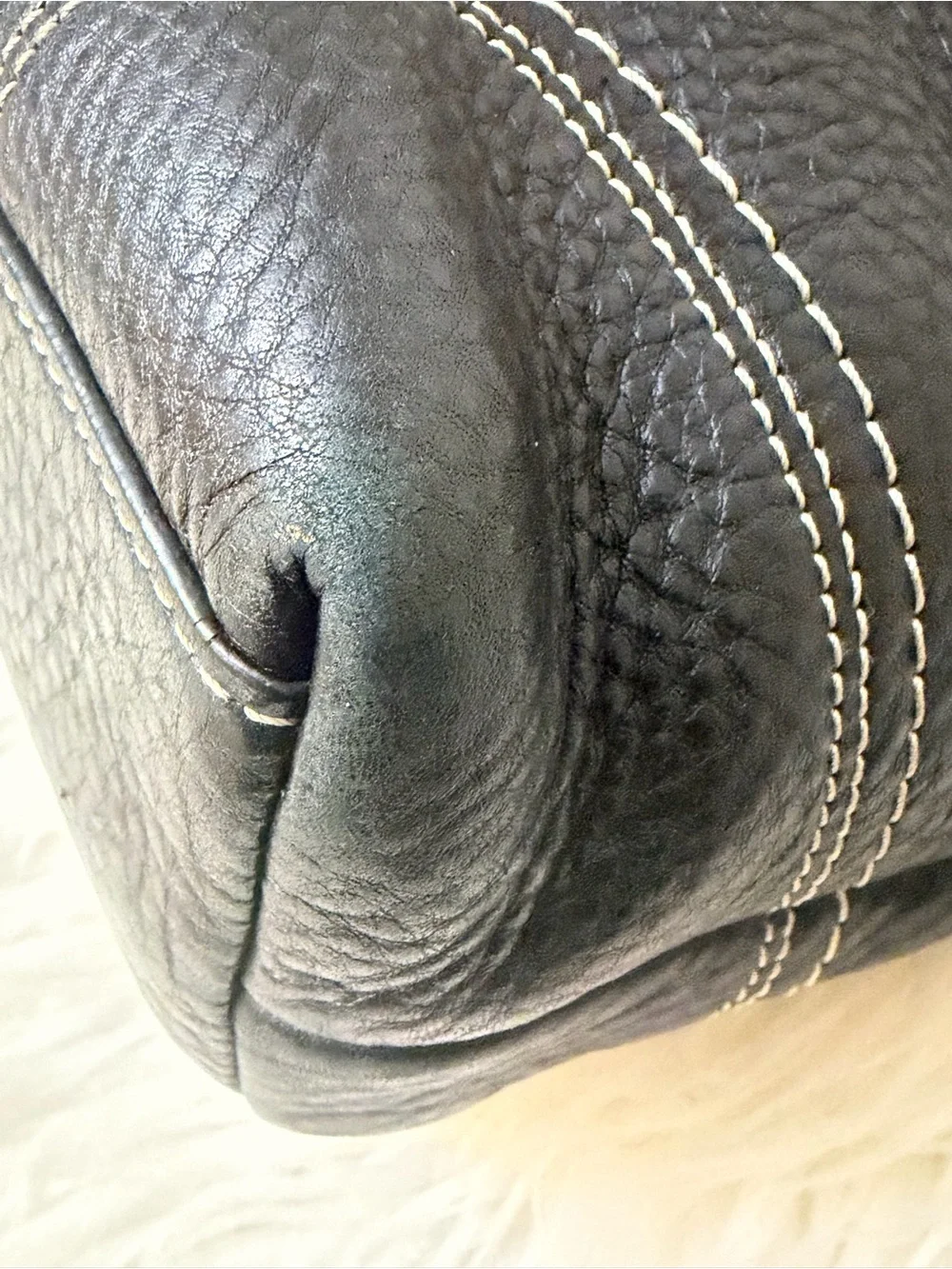 Coach Black Pebbled Leather Buckle-Accent Tote:F18089